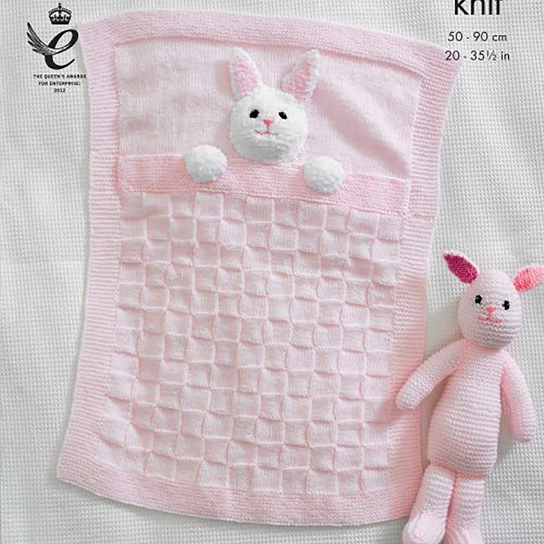 Knitting Pattern Baby Blanket and Bunny Rabbit Toy Knitted in Etsy