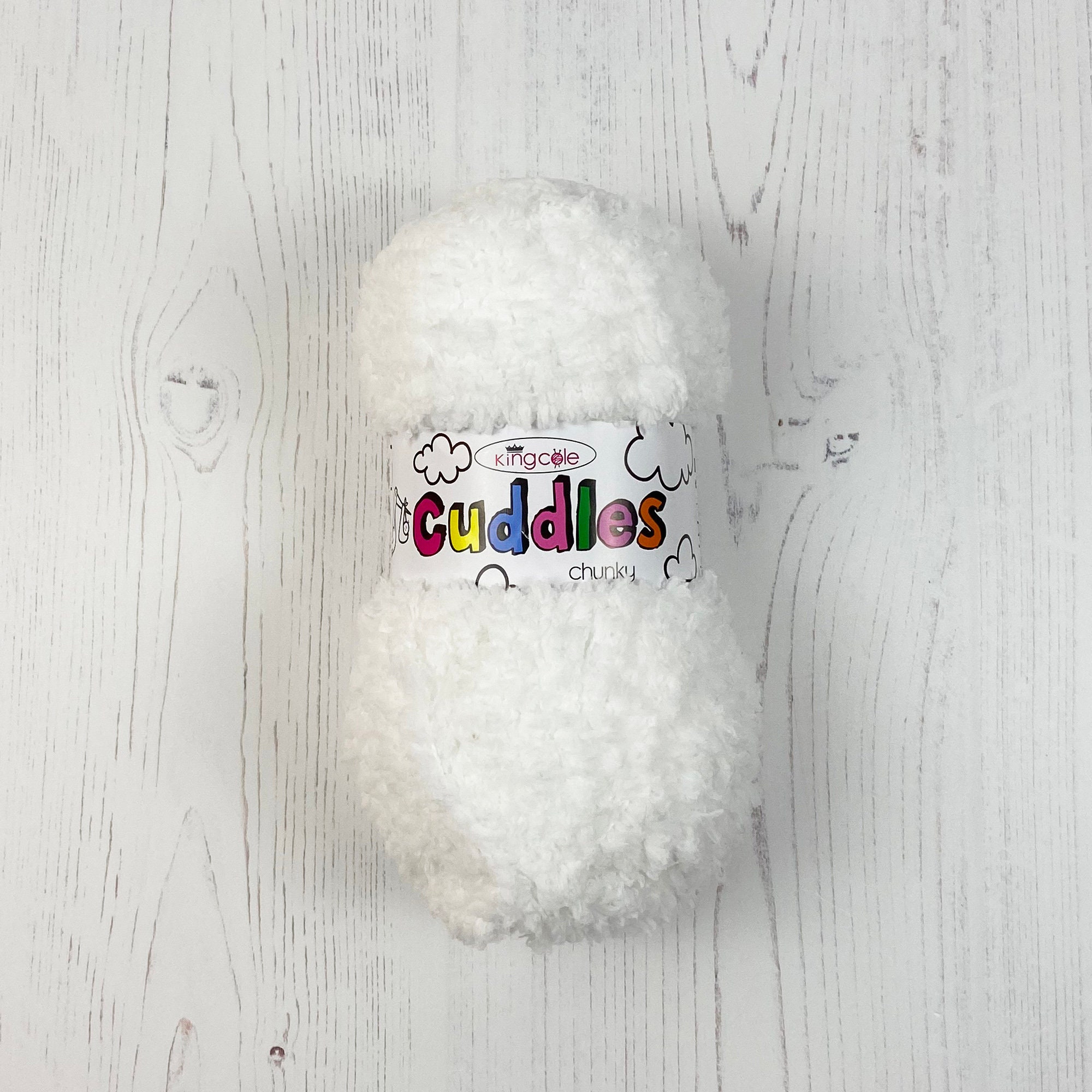 Yarn: Cuddles Chunky in White. 50g Ball of King Cole Cuddles Chunky Yarn