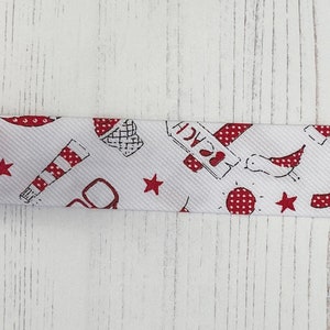 Biais de plage imprimé plage : bordure de couture rouge de 30 mm