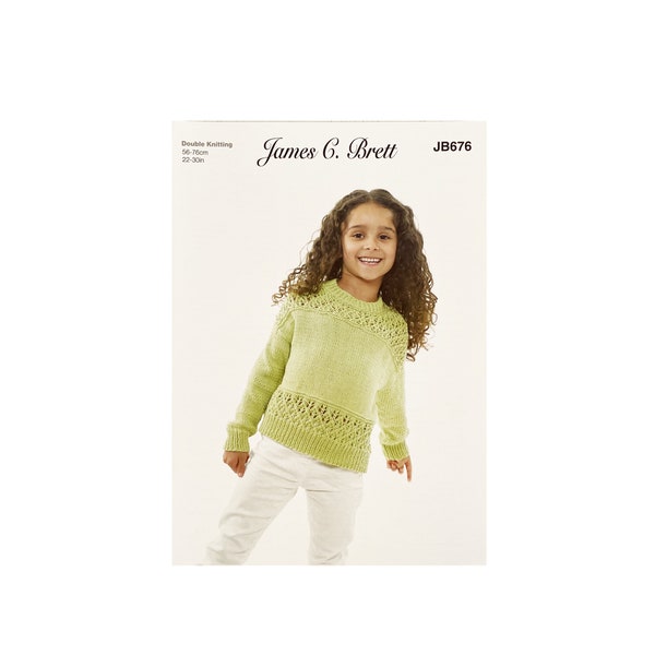 Strickanleitung: Pullover für Mädchen 3-13 Jahre aus DK Baumwollgarn. Sommerpullover mit Lochmuster für Mädchen aus Baumwollgarn