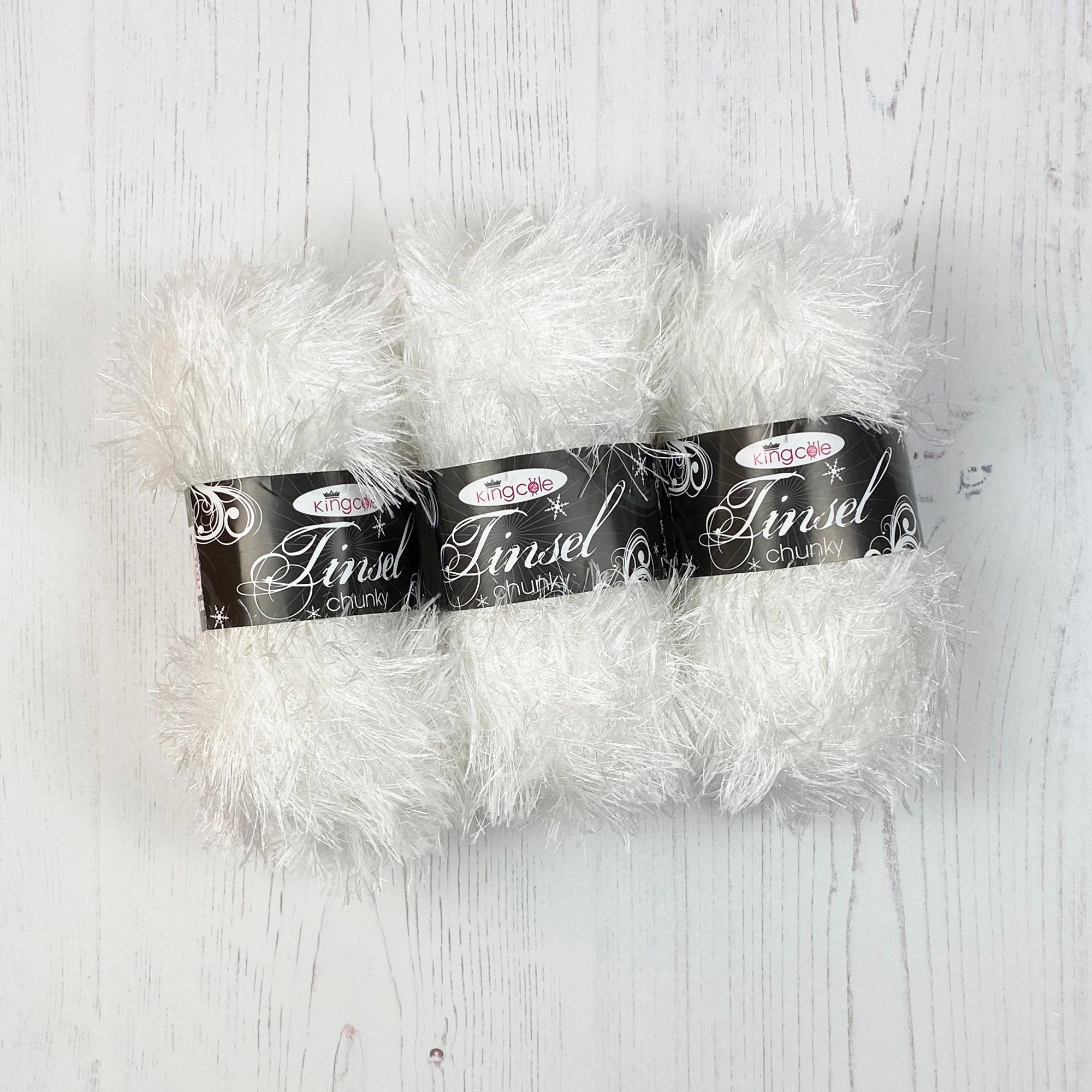 Tinsel Yarn White. 50g Balls of White Tinsel Chunky Yarn. Etsy