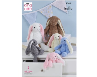 Rabbit Snuggle Toys Knitting Pattern: King Cole Truffle Yarn (Printed)