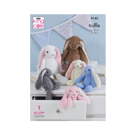 King Cole Novelty Toy Rabbits Knitting Pattern 9143 - Truffle King Cole Novelty Toy Rabbits Knitting Pattern 9143 - Truffle