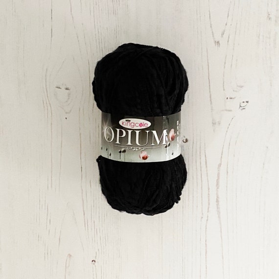 Buy Chunky Yarn: Opium in Black. Chunky or Bulky Lace Effect Cotton Yarn.  100g Ball of King Cole Opium Yarn Online in India 
