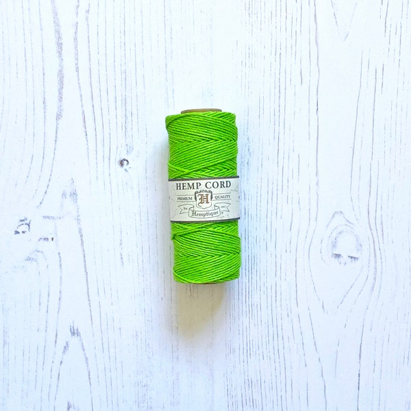 NEW Hemp Cord: Lime Green, 5 or 10m Lengths, 1mm wide. Hemptique 100% Hemp Cord in Lime. Eco Friendly, Sustainable and Biodegradable Cord