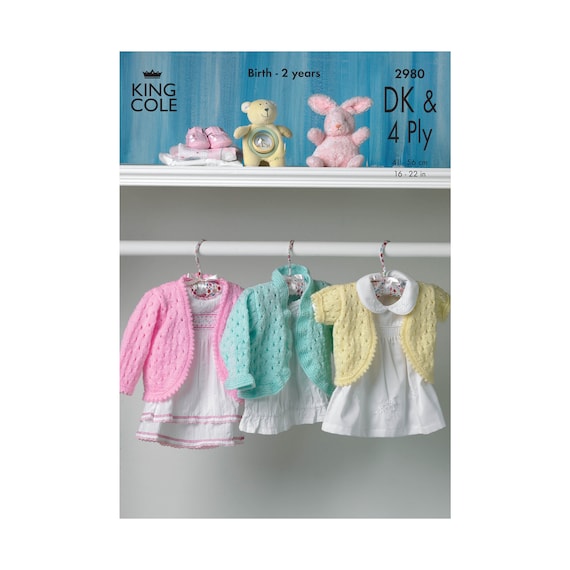 King Cole Babies Cardigans Knitting Pattern 2980 - 4 Ply & DK King Cole Babies Cardigans Knitting Pattern 2980 - 4 Ply & DK