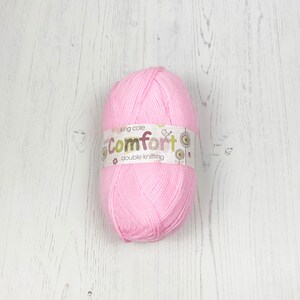 DK Yarn: Baby Comfort DK Yarn in Pink. King Cole Baby Comfort DK Yarn, 100g Ball in Petal. Baby Yarn for Baby Clothes and Blankets