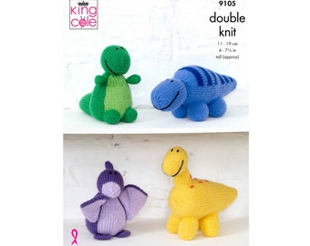 Knitting Pattern: Dinosaur Knitted Toys. Dinosaurs to Knit in DK Yarn