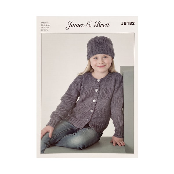 Knitting Pattern: Girls' Cardigans and Hat to Knit in DK or Light Worsted Yarn. Round and V Neck Cardigans and Beanie Hat for 3-12 Year Olds