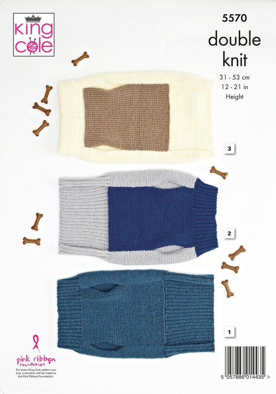 King Cole Dog Coats Knitting Pattern 5570 - Double Knit King Cole Dog Coats Knitting Pattern 5570 - Double Knit