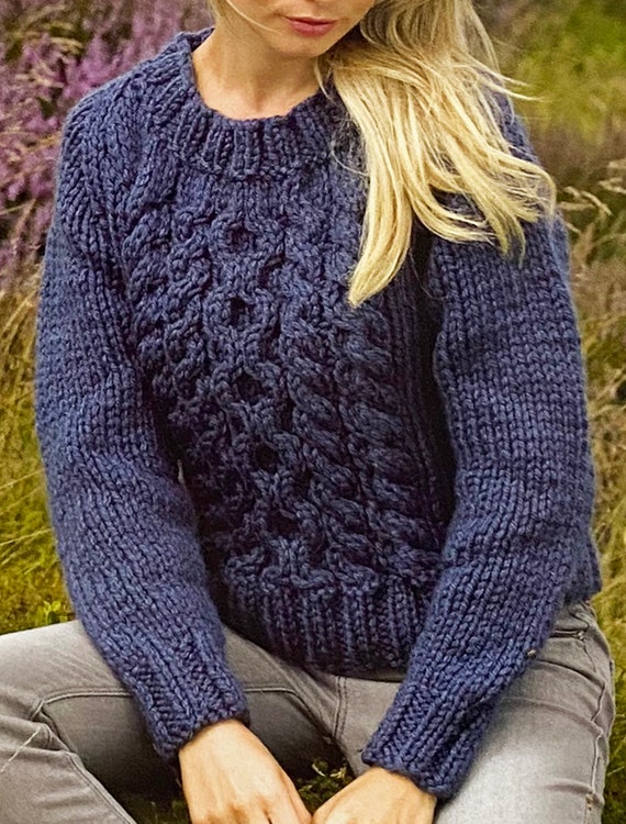 Knitting Pattern Super Chunky Cable Sweater. Ladies Cable Jumper in Super Chunky Yarn Etsy Hong Kong