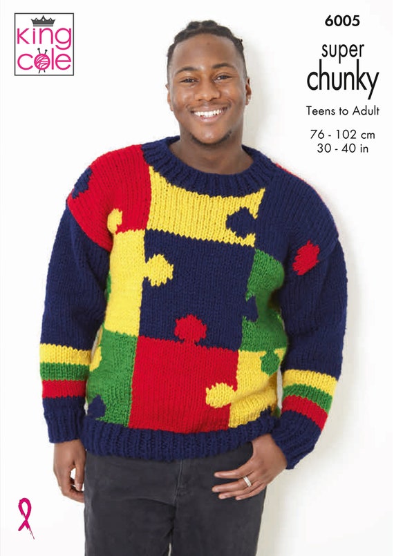 Knitting Pattern: Super Chunky Sweater With Jigsaw Pieces Knitting Pattern: Super Chunky Sweater With Jigsaw Pieces