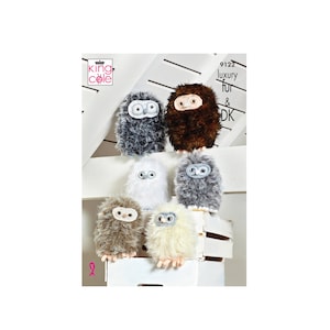 Knitting Pattern: Baby Owls in King Cole Luxury Faux Fur Yarn. Small, Medium and Large Knitted Toy Owls