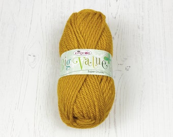 May include: A ball of King Cole Big Value Super Chunky yarn in a mustard yellow color.