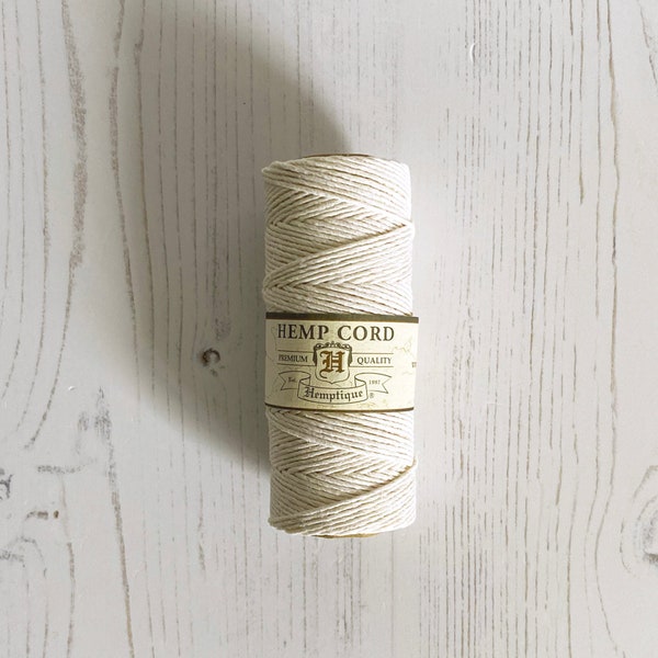 Hemp Cord: White, 5 or 10m Lengths, 1mm wide. Hemptique 100% Hemp Cord in White. Eco Friendly, Sustainable and Biodegradable Cord