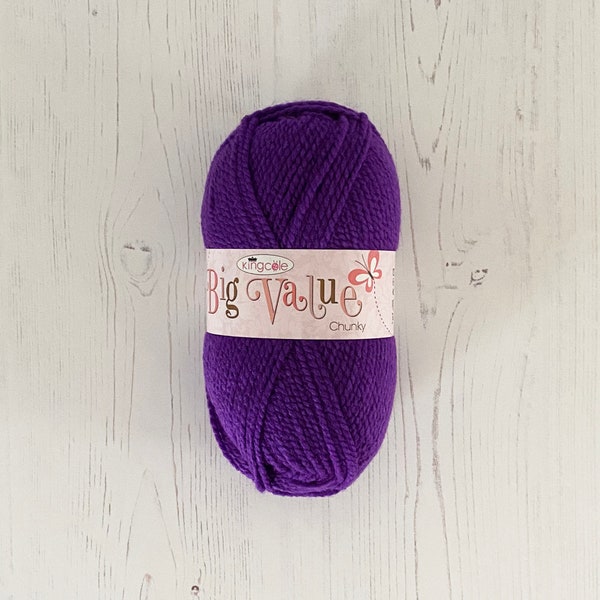 Chunky Yarn: Fil Chunky violet de grande valeur. 100g Boule de fil Chunky de grande valeur King Cole en violet