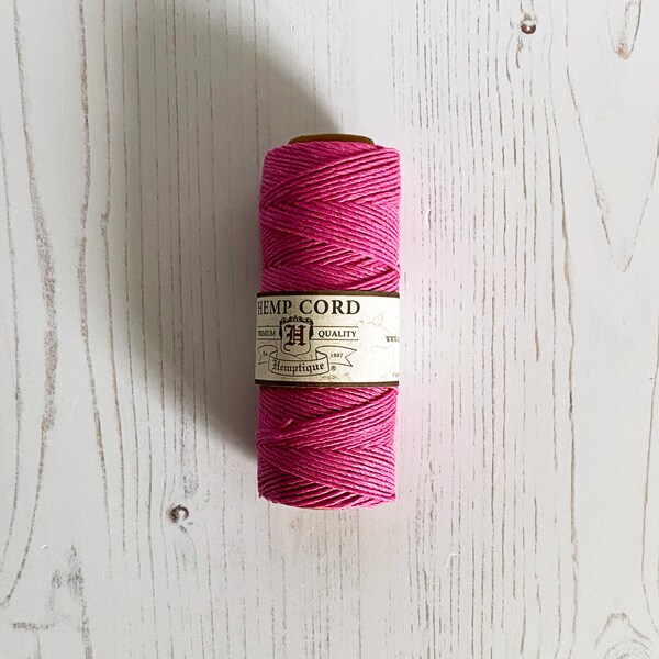 Hemp Cord: Pink, 5 or 10m Lengths, 1mm wide. Hemptique 100% Hemp Cord in Bright Pink. Eco Friendly, Sustainable and Biodegradable Cord