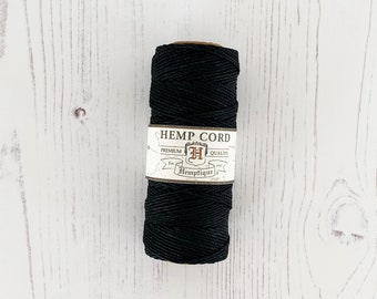Hemp Cord: Black, 5 or 10m Lengths, 1mm wide. Hemptique 100% Hemp Cord in Black. Eco Friendly, Sustainable, Biodegradable Cord