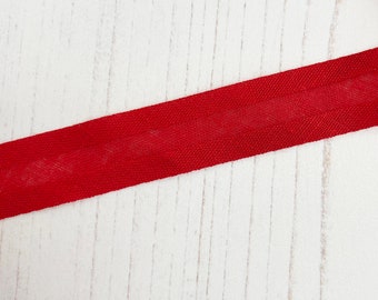 Bias Tape: 15mm, Red Bias Binding in 1 Metre Lengths