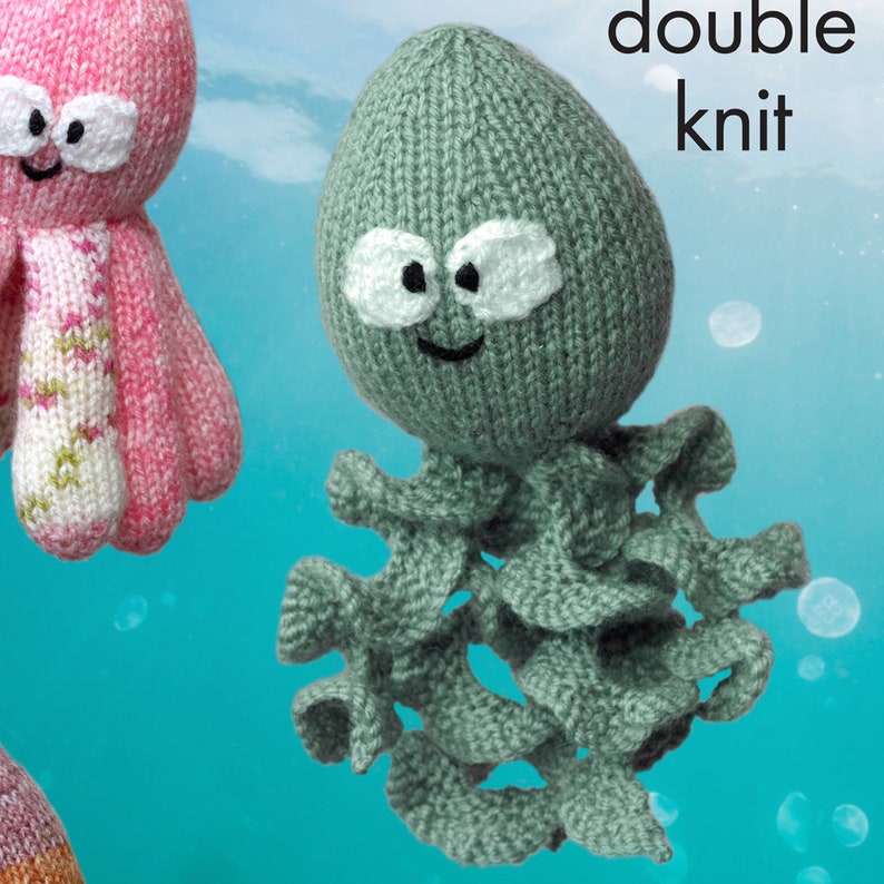 Patron de tricot : Octopus et Squid Toys en DK Yarn. Créatures marines amusantes à tricoter en fil DK. Modèle de tricot de jouet inhabituel image 3