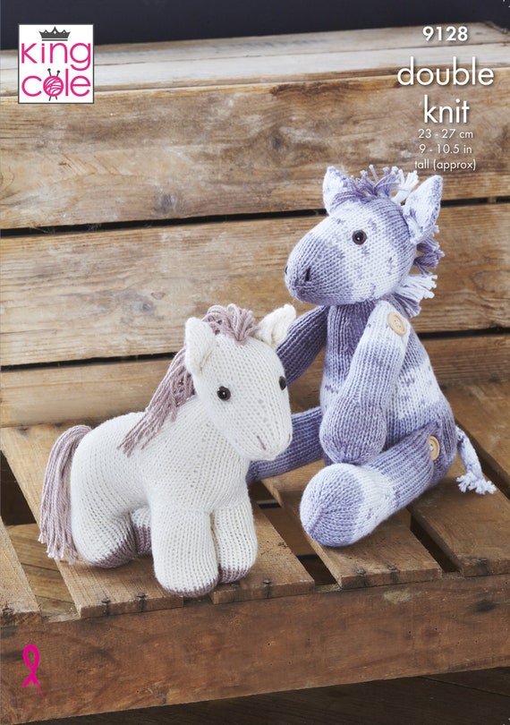 King Cole Novelty Toy Pony with Button Legs Knitting Pattern 9128 - Double Knit King Cole Novelty Toy Pony with Button Legs Knitting Pattern 9128 - Double Knit