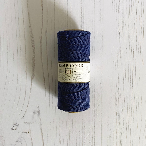 Hemp Cord: Navy, 5 or 10m Lengths, 1mm wide. Hemptique 100% Hemp Cord in Navy. Eco Friendly, Sustainable and Biodegradable Cord