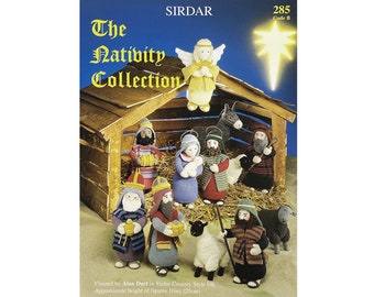 Patrón de tejido: Belén. Colección Sirdar Nativity de Alan Dart tejida a mano en hilo DK. Tejer el Belén