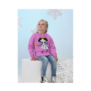 Knitting Pattern: Fairy Jumper For Kids in Sizes 20-30in. Knit a Girl's Jumper with a Fairy in DK Yarn. Child Fairy Sweater Knitting Pattern image 1