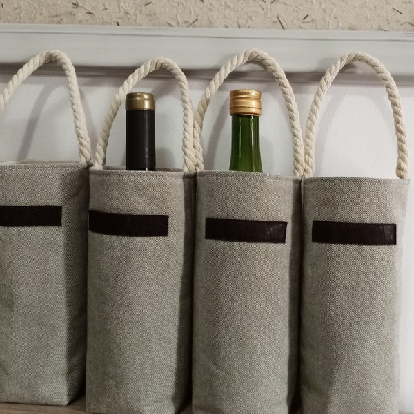 Sac à vin, Porte-bouteille de vin, Porte-bouteille, Porte-vin en tissu, Fourre-tout à vin, Cadeau pour tous, Sac cadeau hôtesse, Réutilisable, avec poignée