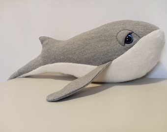 Ballena jorobada / Ballena de felpa / Criatura marina / Peluche hecho a mano / Ballena suave / Decoración de guardería / Regalo para niños / Babyshower / Ballena azul