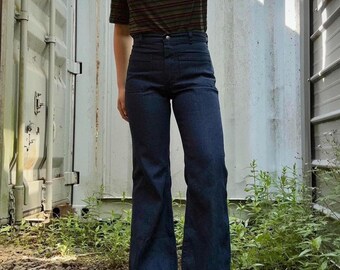 29x30 (28x29 po skurczeniu) - Vintage Deadstock Seafarer Navy Bellbottoms