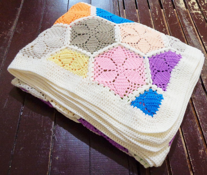 Crochet Lily Flower Afghan Queen Size Blanket Crochet Afghan Etsy