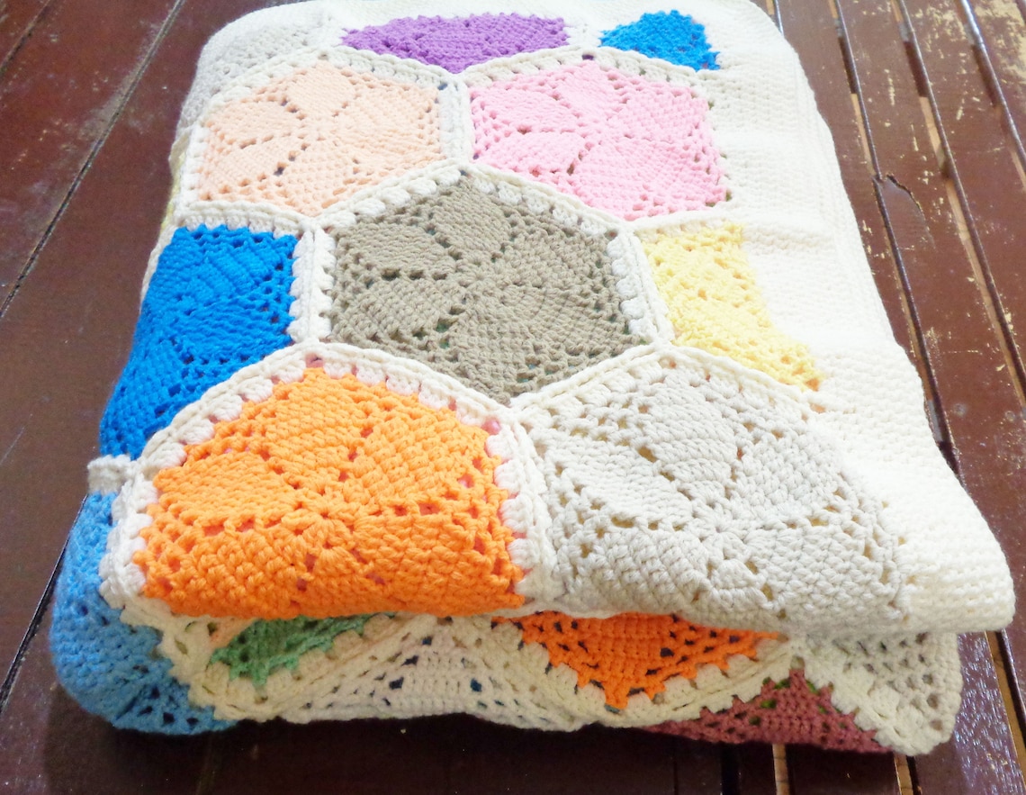 Crochet Lily Flower Afghan Queen Size Blanket Crochet Afghan Etsy