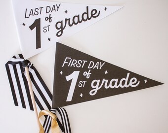 1.er grado: bandera imprimible del primer y último día de clases (DESCARGA DIGITAL), accesorio fotográfico para niños y maestros