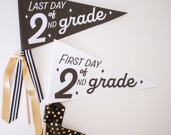 2nd Grade—First and Last Day of School Printable Flag (DIGITAL DOWNLOAD), Photo Prop for Kids and Teachers