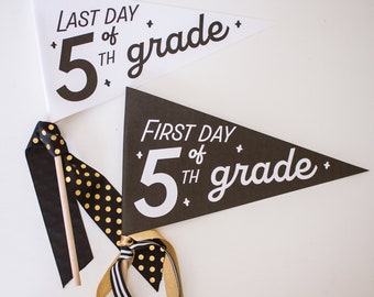 5th Grade—First and Last Day of School Printable Flag (DIGITAL DOWNLOAD), Photo Prop for Kids and Teachers