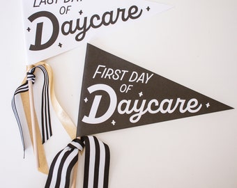 Daycare—First and Last Day Printable Flag (DIGITAL DOWNLOAD), Photo Prop for Kids, Teachers, and Parents