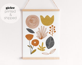 Scandi Botanical Giclee Print (PRINTED & SHIPPED), Boho Vertical Poster, Flower Plant Decor, Floral Wall Art for Nursery, Baby, Girls Room