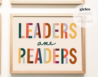 Los líderes son lectores letrada a mano Giclee Print (PRINTED & SHIPPED), póster horizontal, arte de pared para la sala de niños, sala de juegos, biblioteca, aula