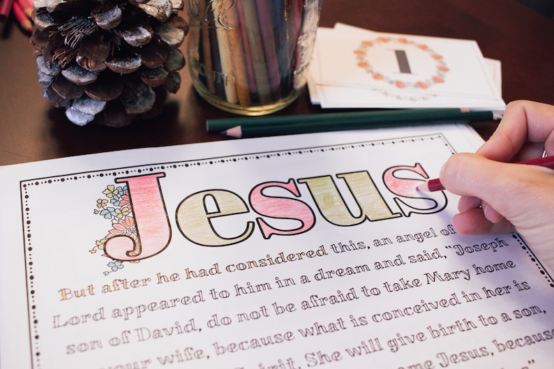 Printable Advent Coloring Pages (DIGITAL DOWNLOAD), Names of Jesus ...