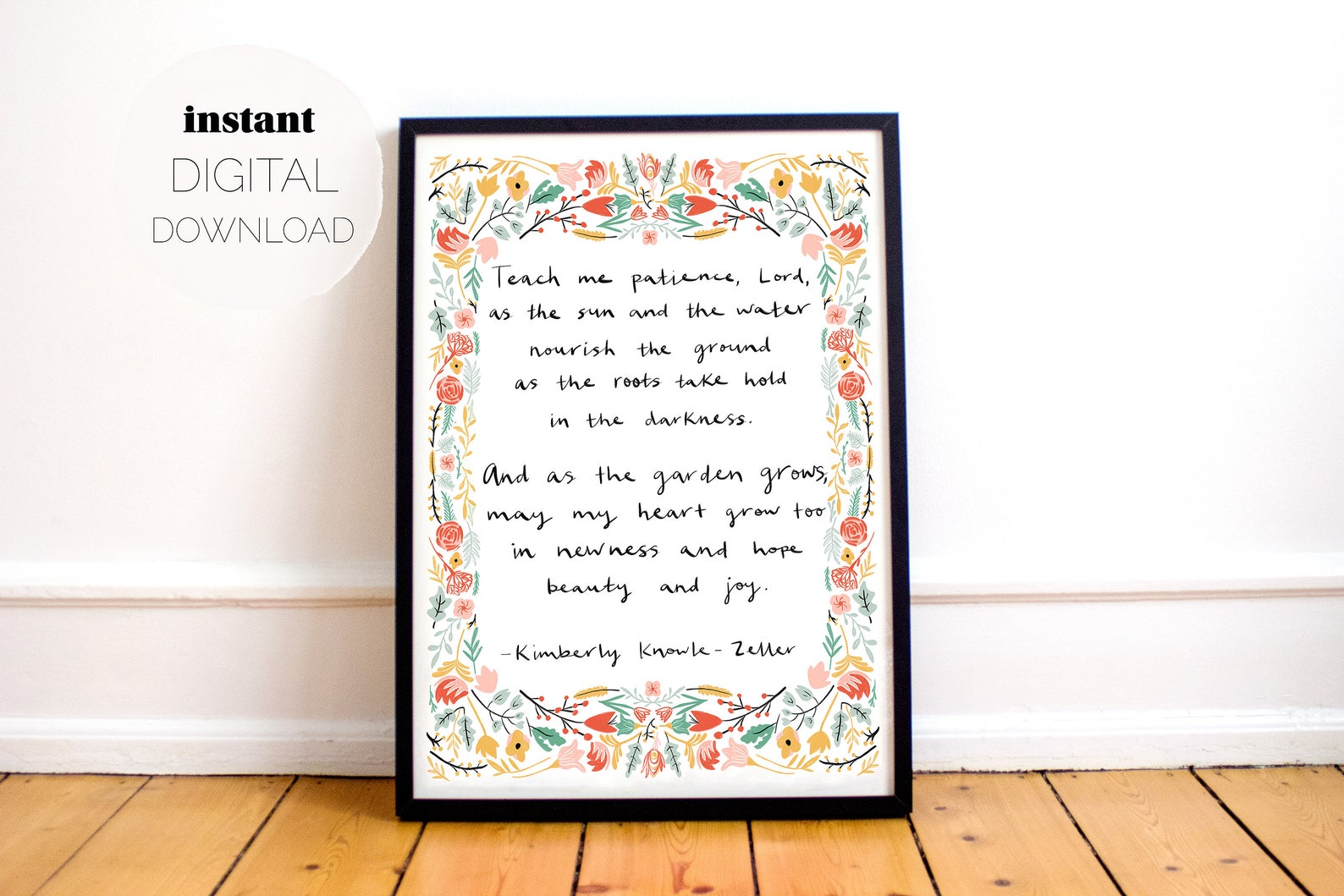 Hand-lettered Garden Prayer Print Digital Download Bright - Etsy