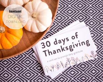 30 Days of Thanksgiving Printable Card Set: Scripture Reference Version (DIGITAL DOWNLOAD), Thankful Tree Kids & Family Gratitude Practice
