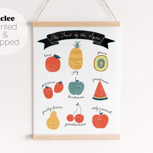 Fruit of the Spirit Giclee Print (PRINTED & SHIPPED), Christian Bible Verse Poster, Scripture Wall Art for Nursery, Kids Room, or Playroom