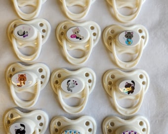 Magnetic Pacifier For Dolls 12 pc  (Kittens )Design