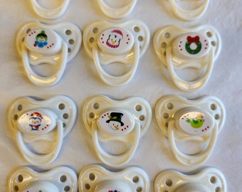 Magnetic Pacifier For Dolls 12 pc  (Merry Christmas)Design