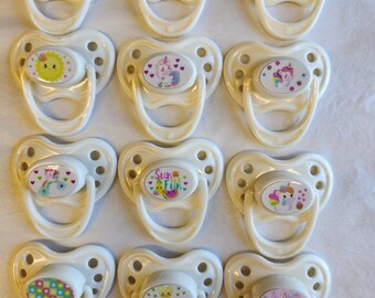 Magnetic Pacifier For Dolls 12 pc  (Love Unicorns )Design