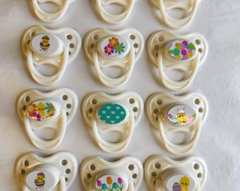 Magnetic Pacifier For Dolls 12 pc  (Chicky Easter )Design