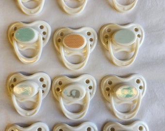 Magnetic Pacifier For Dolls 12 pc  (Funky Elephants) Design