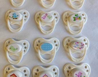 Magnetic Pacifier For Dolls 12 pc  (Sweet Little Bird )Design