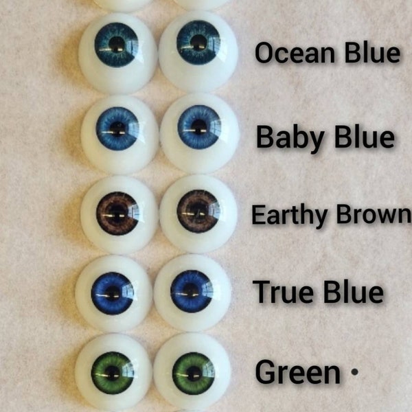 1PR of your choice (18mm - 24mm) Half Round Acrylic Eyes